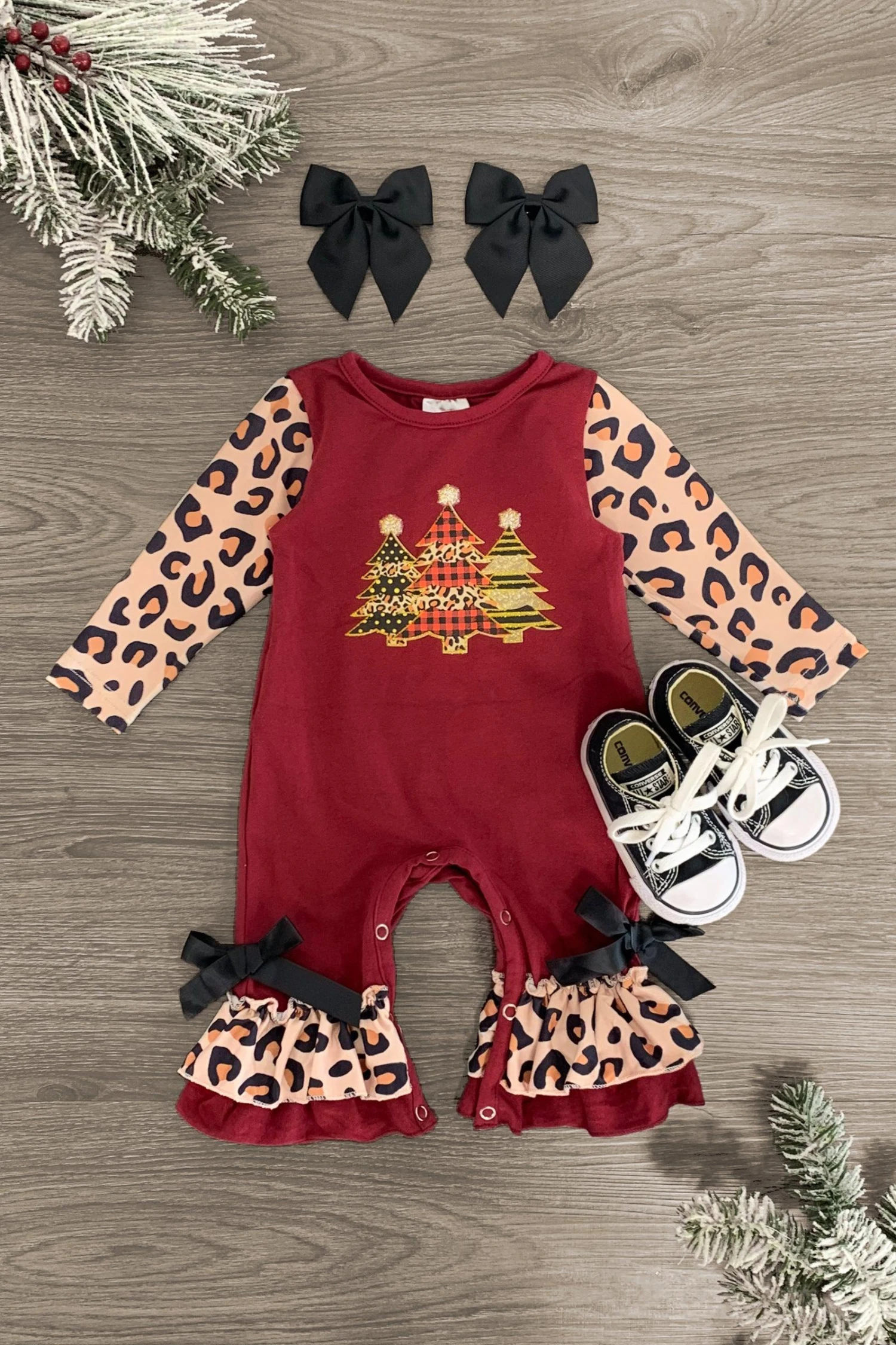 Glitter Christmas Tree Dress & Baby Romper 4 Glitter Christmas Tree Dress & Baby Romper - Image 2