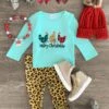"Merry Christmas" Chicken Cheetah Pant Set 1 "Merry Christmas" Chicken Cheetah Pant Set -Children's boutique clothing IMG 3735 Edit