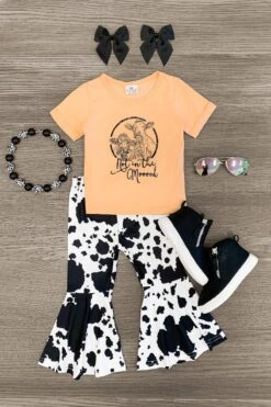 "Not In The Mooood" Coral Cow Bell Bottom Set
