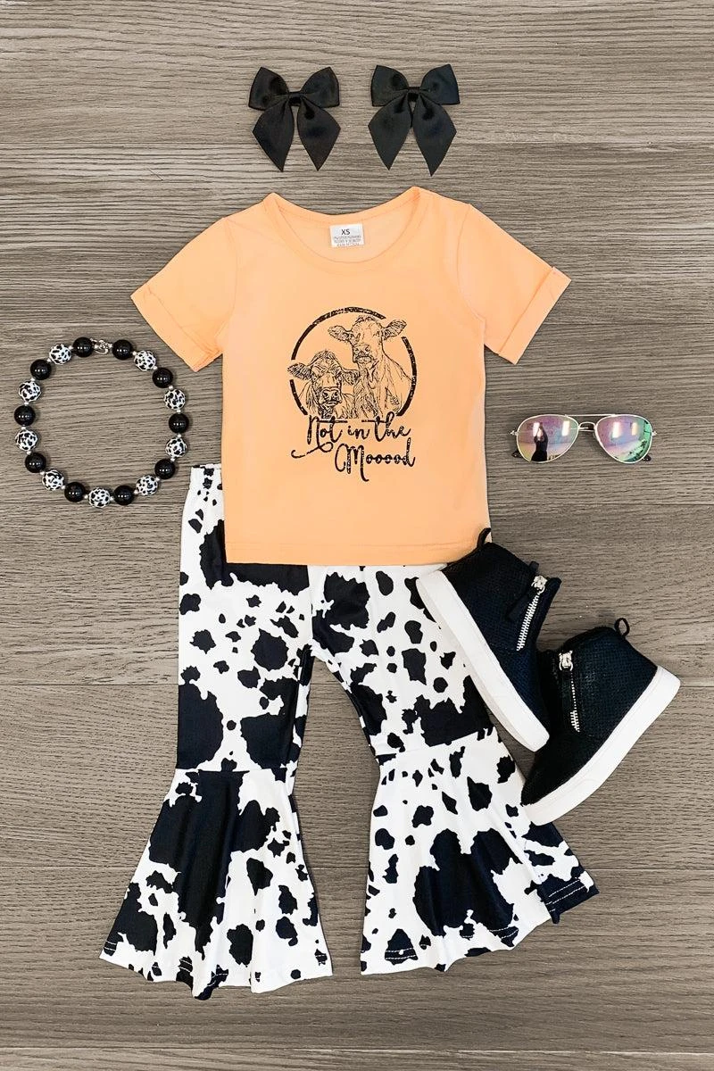 "Not In The Mooood" Coral Cow Bell Bottom Set 3 "Not In The Mooood" Coral Cow Bell Bottom Set