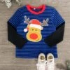 Blue Striped Rudolph Top -Children's boutique clothing IMG 3782 Edit
