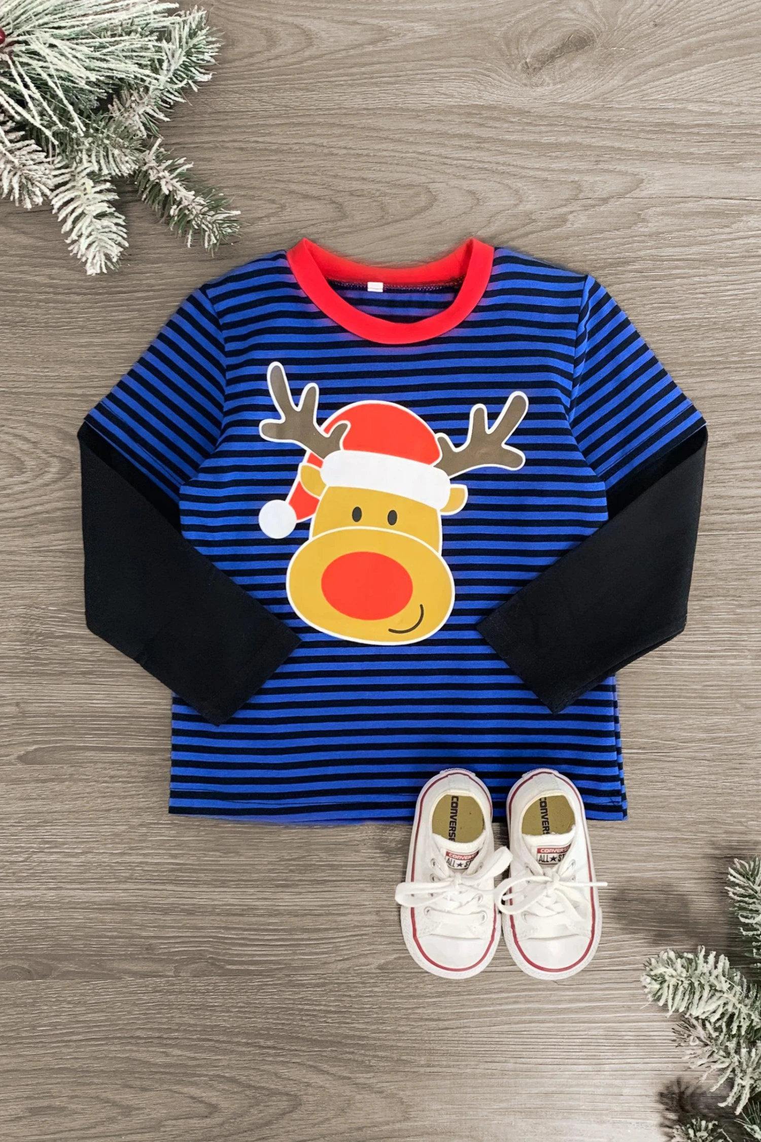 Blue Striped Rudolph Top 3 Blue Striped Rudolph Top