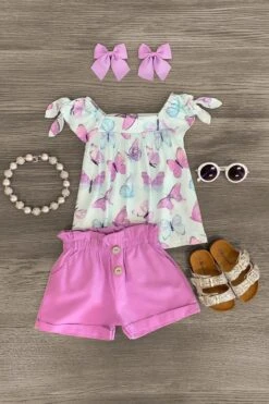Mint & Lavender Butterfly Short Set