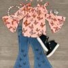 Sunkissed Pink Butterfly Denim Flare Set 1 Sunkissed Pink Butterfly Denim Flare Set -Children's boutique clothing IMG 3882 Edit