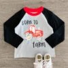 "Born To Farm" Gray & Black Tractor Top -Children's boutique clothing IMG 3885 Edit