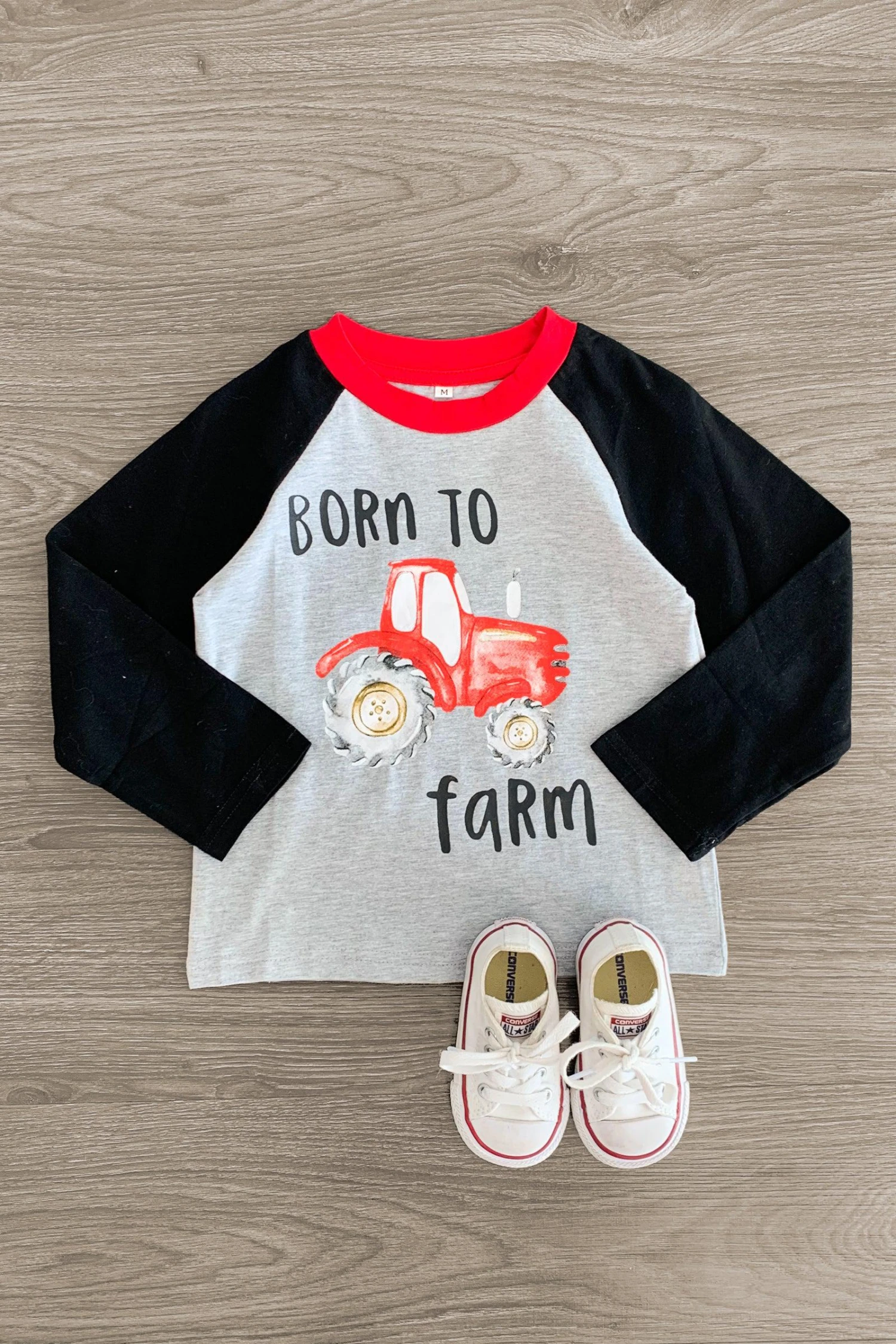 "Born To Farm" Gray & Black Tractor Top 3 "Born To Farm" Gray & Black Tractor Top