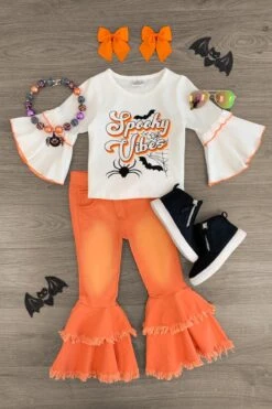 "Spooky Vibes" Denim Bell Bottom Set