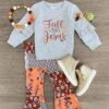 "Fall For Jesus" Orange Bell Bottom Set -Children's boutique clothing IMG 3947 Edit