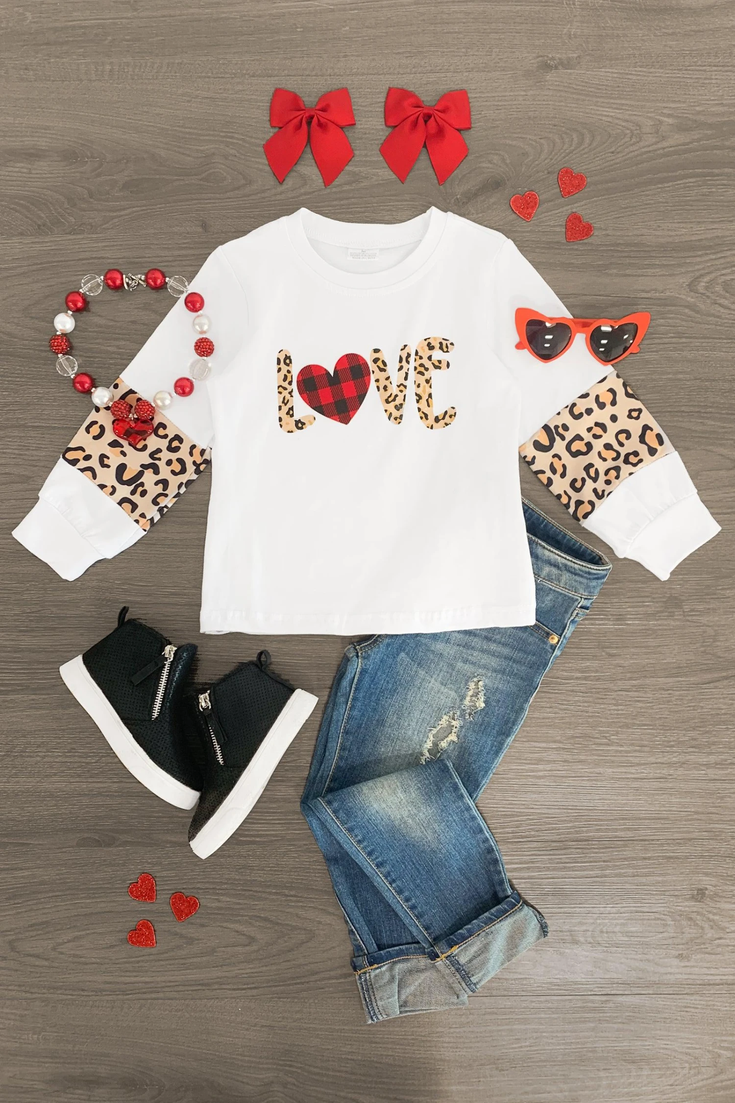 "Love" White & Cheetah Long Sleeve Top 3 "Love" White & Cheetah Long Sleeve Top