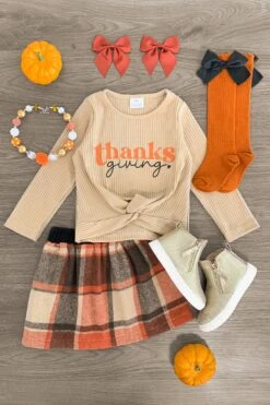 "Thanksgiving" Plaid Flannel Skirt Set