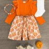 "Here For The Pie" Orange Dress -Children's boutique clothing IMG 4136 Edit