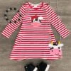 Red & White Striped Cow Pocket Dress -Children's boutique clothing IMG 4169 Edit