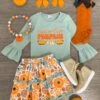 "Sweeter Than Pumpkin Pie" Pom Pom Skirt Set -Children's boutique clothing IMG 4353 Edit