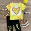 Softball Heart Distressed Capri Set -Children's boutique clothing IMG 4429 Edit
