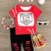 "Play Ball" Distressed Capri Set -Children's boutique clothing IMG 4436 Edit