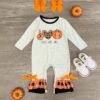 "Peace Love Fall" Orange & Black Romper -Children's boutique clothing IMG 4545 Edit