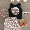 "Game Day" Baseball Heart Short Set -Children's boutique clothing IMG 4594 Edit