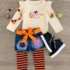 Trick Or Treat Striped Legging & Short Set