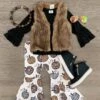 Pumpkin Bell Bottom Fur Vest Set -Children's boutique clothing IMG 4670 Edit