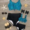 Mom & Me - Turquoise Cheetah Bikini