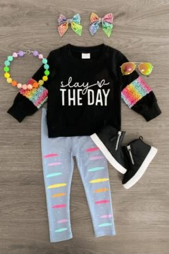 "Slay The Day" Rainbow Legging Set