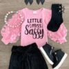 "Little Miss Sassy" Pink & Black Suede Skirt Set -Children's boutique clothing IMG 4718 Edit b5b989bd 9cf0 456a 8730 8da09a3ecf6b