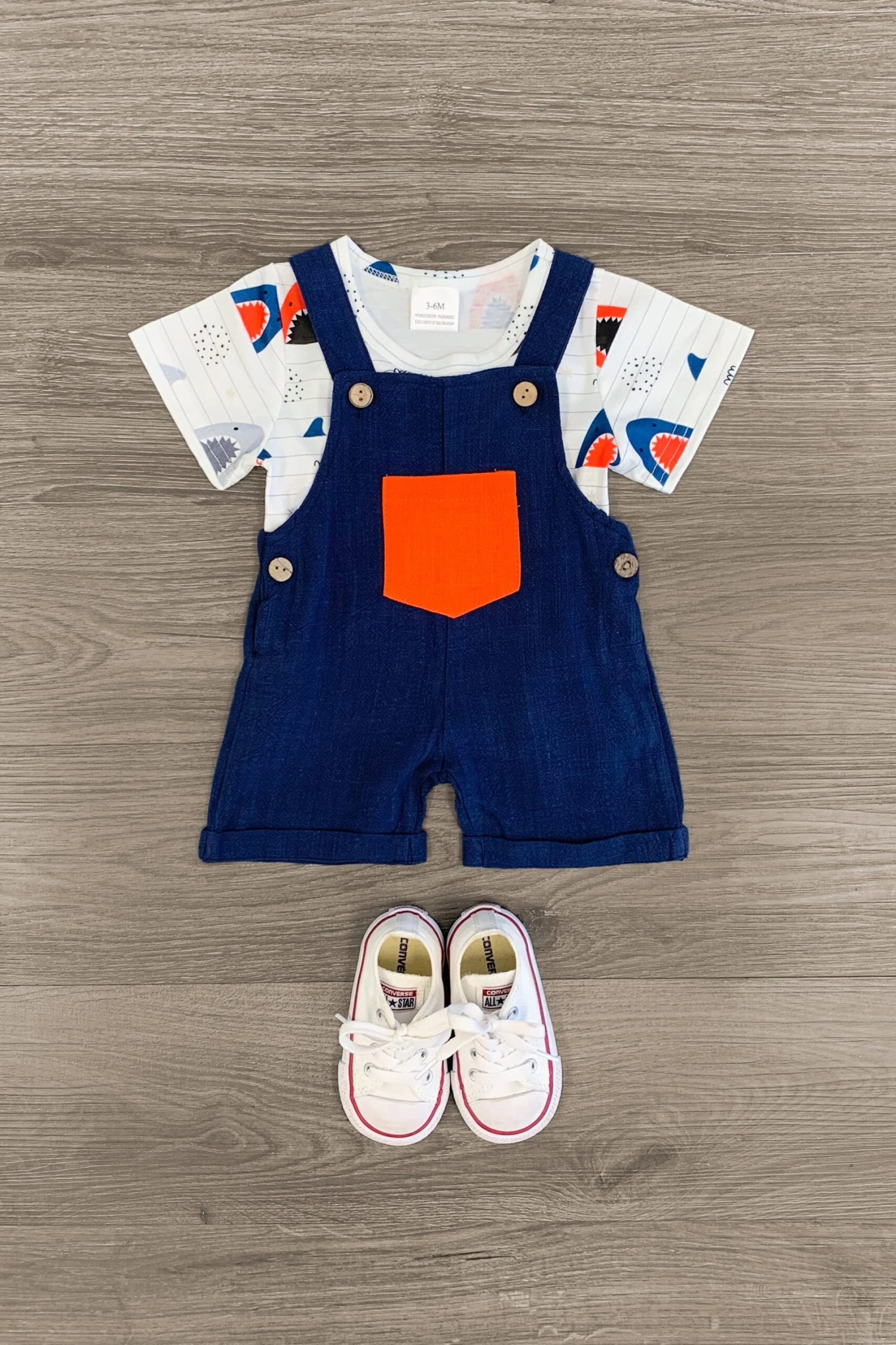 Sharks Navy Overall Short Set 3 Sharks Navy Overall Short Set
