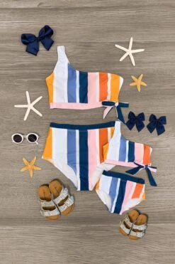 Mom & Me - Striped One Shoulder Bikini