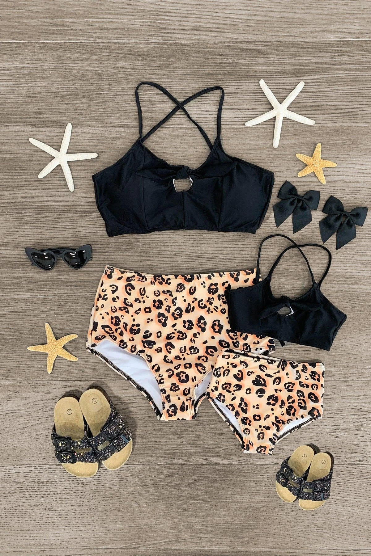 Mom & Me - Black Cheetah High Waisted Bikini 3 Mom & Me - Black Cheetah High Waisted Bikini