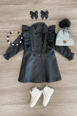Leather Ruffle Trench Coat -Children's boutique clothing IMG 4871 Edit
