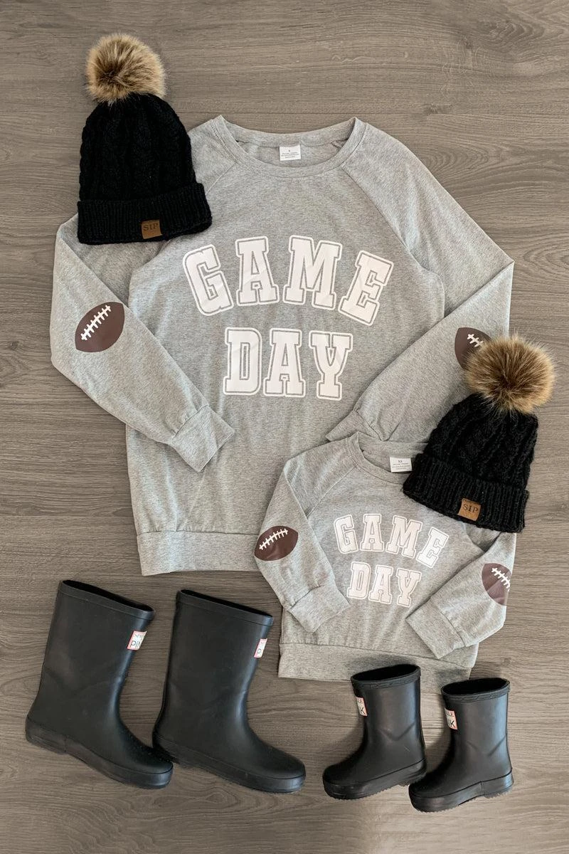 Mom & Me - "Game Day" Gray Long Sleeve Top 3 Mom & Me - "Game Day" Gray Long Sleeve Top