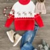 Cozy White & Red Reindeer Sweater -Children's boutique clothing IMG 4900 Edit