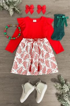 Red Christmas Tree Cookie Dress