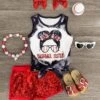 "Baseball Sister" Red Sequin Short Set
