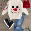 Cream Smiley Snowman Sweater -Children's boutique clothing IMG 5028 Edit