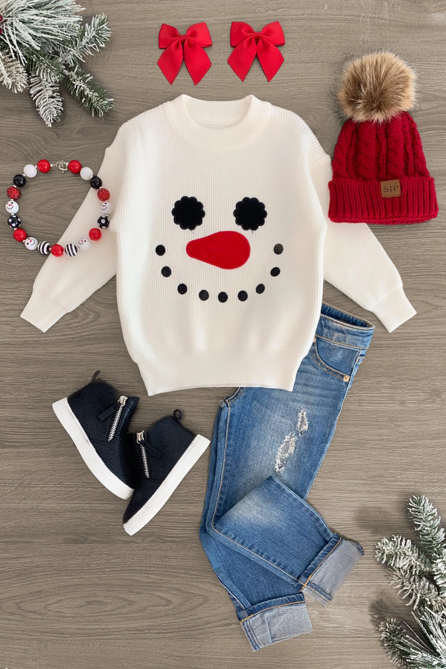 Cream Smiley Snowman Sweater 3 Cream Smiley Snowman Sweater