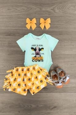 "Just A Girl Who Loves Cows" Onesie Set