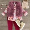Plum Floral Fur Vest Set - 3 Piece 1 Plum Floral Fur Vest Set - 3 Piece -Children's boutique clothing IMG 5142 Edit