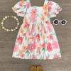 Pink Floral Puff Sleeve Dress -Children's boutique clothing IMG 5327 Edit