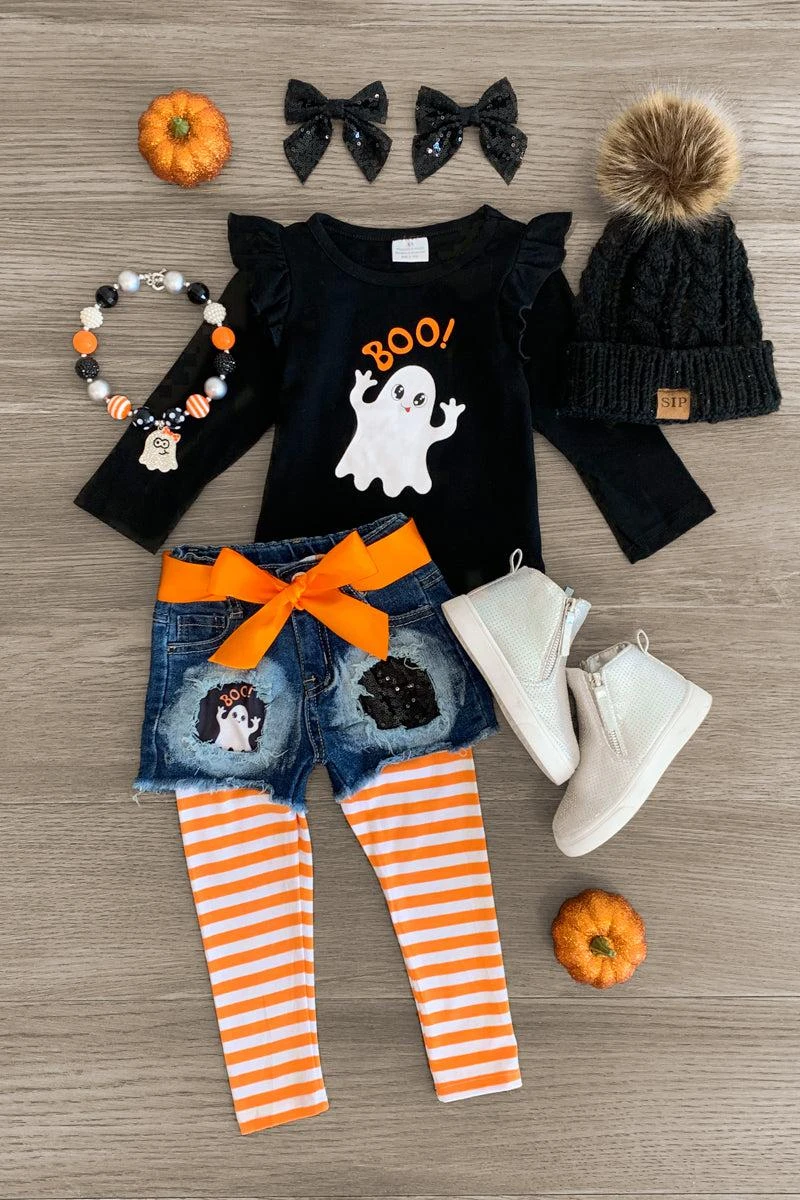 "BOO!" Striped Legging & Short Set 3 "BOO!" Striped Legging & Short Set