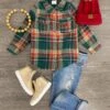 Green Button Down Flannel -Children's boutique clothing IMG 5513 Edit