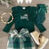 "Believe" Green Flannel Skirt Set -Children's boutique clothing IMG 5543 Edit bb2916c2 cbc7 48ab 9f53 36102ea508dc
