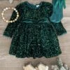 Green Velvet Sequin Dress -Children's boutique clothing IMG 5573 Edit