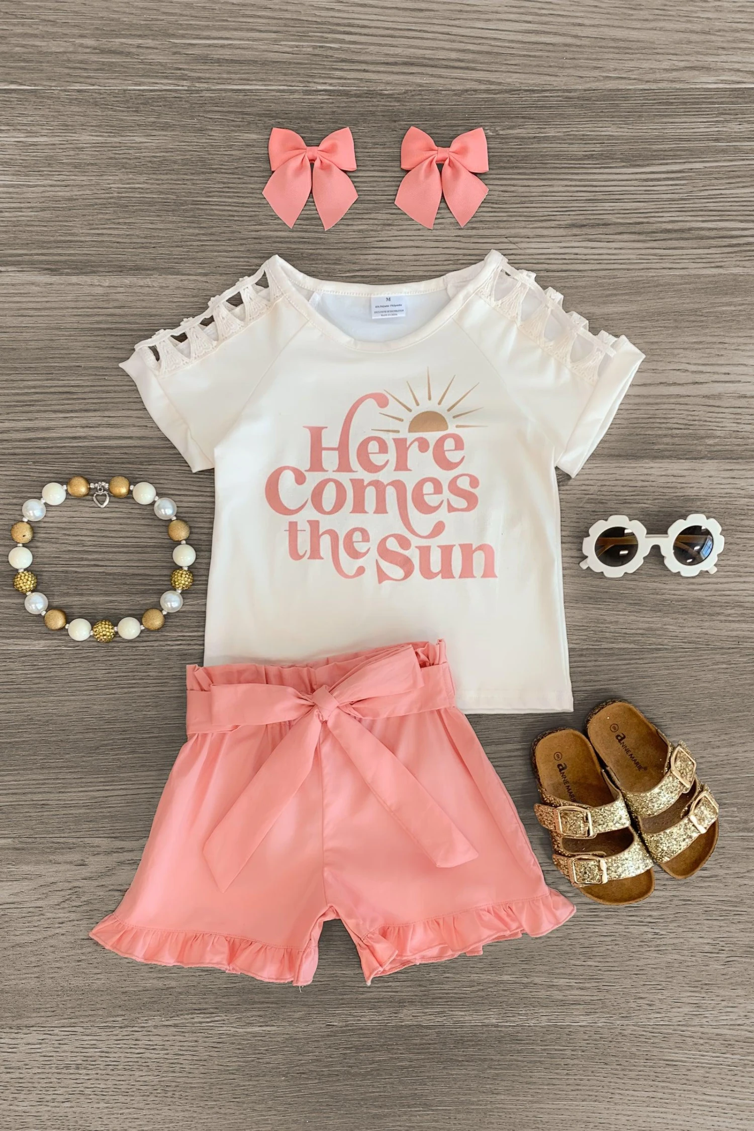 "Here Comes The Sun" Cream & Coral Short Set 3 "Here Comes The Sun" Cream & Coral Short Set