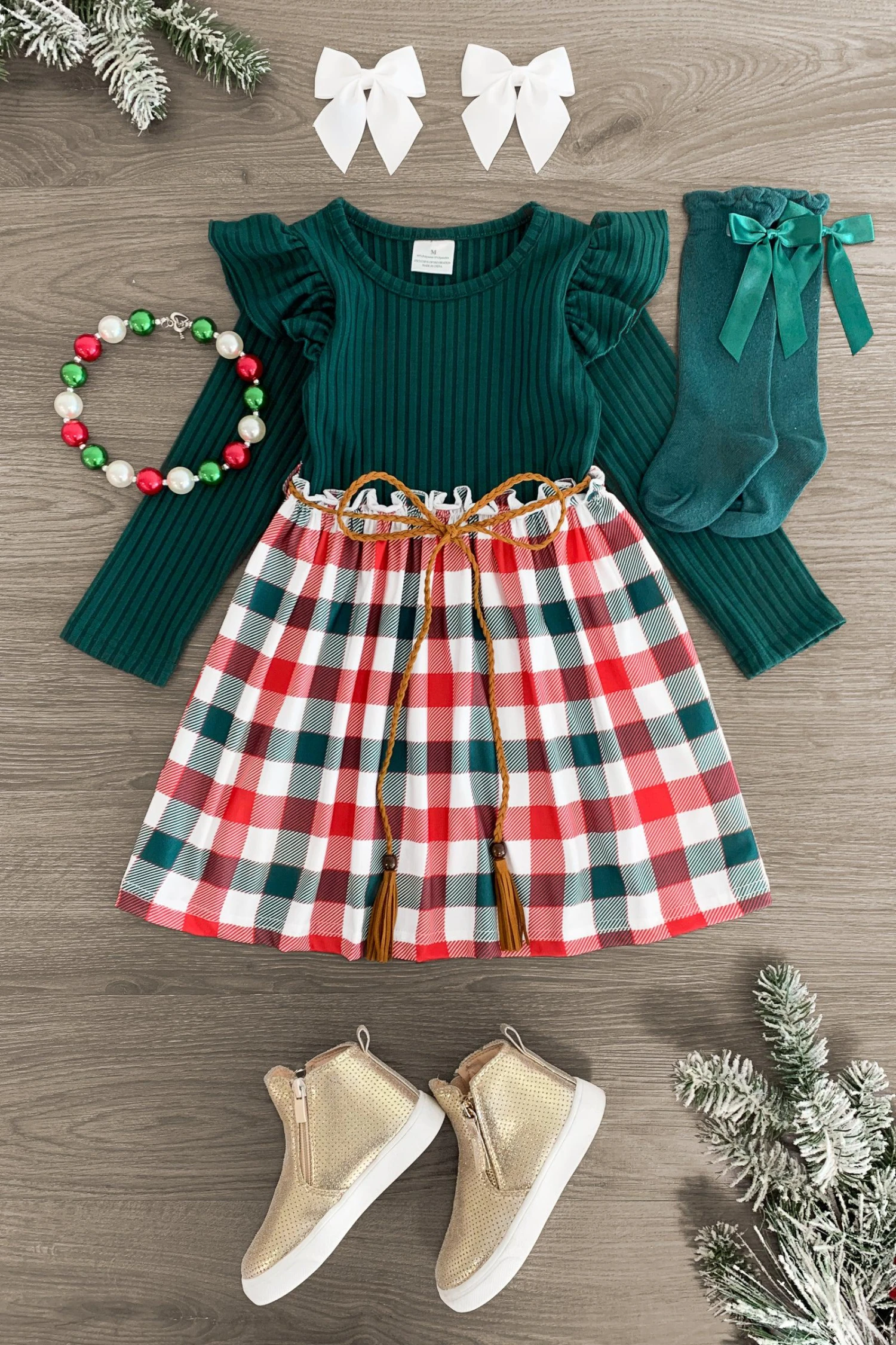 Green & Red Plaid Long Sleeve Dress 3 Green & Red Plaid Long Sleeve Dress