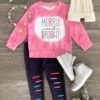 "Merry & Bright" Pink Legging Set -Children's boutique clothing IMG 5672 Edit