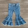 Medium Wash Denim Ruffle Bell Bottoms -Children's boutique clothing IMG 5688 Edit