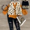 3 Piece - Rust & Spotted Cheetah Legging & Vest Set 1 3 Piece - Rust & Spotted Cheetah Legging & Vest Set -Children's boutique clothing IMG 5829 Edit 2