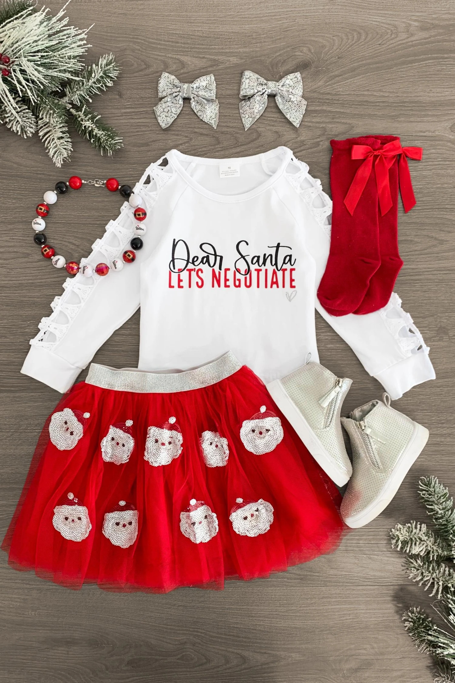 "Dear Santa, Let's Negotiate" Tutu Skirt Set 3 "Dear Santa, Let's Negotiate" Tutu Skirt Set