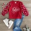 "Believe" Red Long Sleeve Top